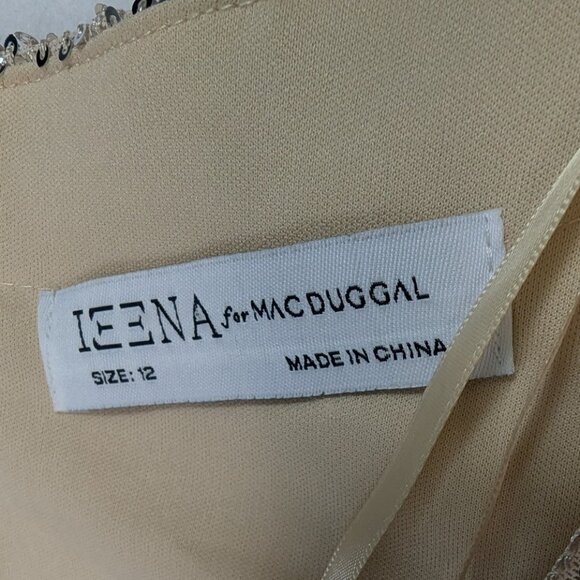 Ieena for Mac Duggal Sequin Wrap Evening Gown Gold SEQUINED 3/4 Sleeve Size 12 - Picture 7 of 8